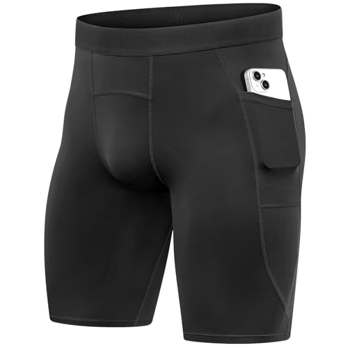 Compression Shorts for Men Pocket Compression Spandex Underwear Shorts Running Workout Athletic - color: Black, size: XX-Large
