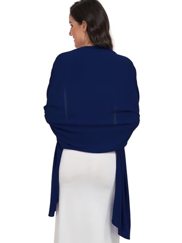 Chiffon Shawl and Wraps for Women Warm Scarves Wedding Evening Bridal Scarfs Pashmina Shawls - color: Navy