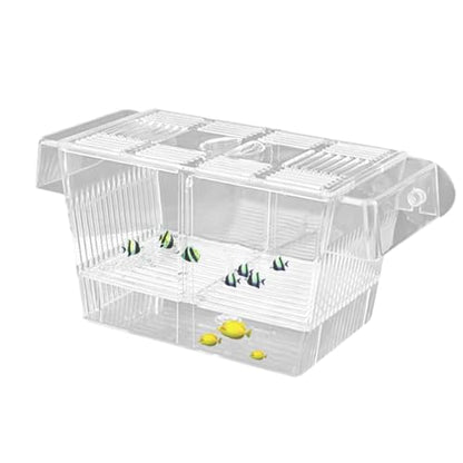 1/2 Fish Acclimation Box - Acrylic Hatchery Incubator Tank, Fish Breeder Box with 2 Suction Cups | Easily Install Breeding Isolation Box, Floating Breeding Box for Baby Fishes Shrimp Betta Guppy - size: Large