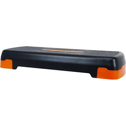 Fitvids Aerobic Step Platform Trainer with Adjustable 2-Level Risers, 400 Pound Weight Capacity – Non-Slip Exercise Stepper - color: Black/Orange