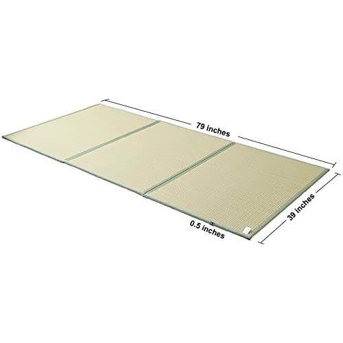 Natural Igusa Rush Grass Floor Tatami Mat,Twin, 79" x 39" x 0.5" | Japanese Portable Folding Firm Traditional Bed Mattress, Foldable Pad Futon,for Sleeping,Sitting,Yoga,Relaxing,Zen - size: Twin