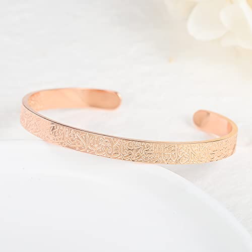AYATUL KURSI CUFF | WOMEN Serenity Prayer Personalised Bracelet Allah Islam Muslim Arab Stainless Steel Deep Engraved Bangle - color: 3 Black