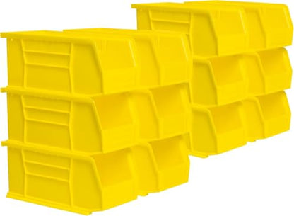 Akro-Mils 30230 AkroBins Plastic Storage Bins, 11"x5"x5", Yellow, 12-Pack | Space-Saving Stackable Bins for Garage, Pantry, Craft Organization - color: Yellow