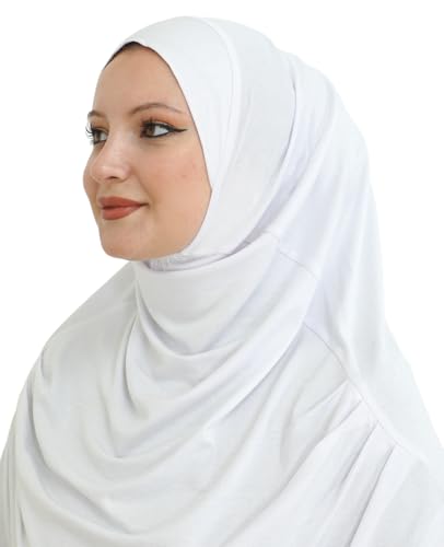 Prien Ready To Wear Hijab For Women, Instant Turban, Soft Muslim Scarf For Prayer, Long Hijabs, Islamic Clothes, Jersey Abaya - color: White