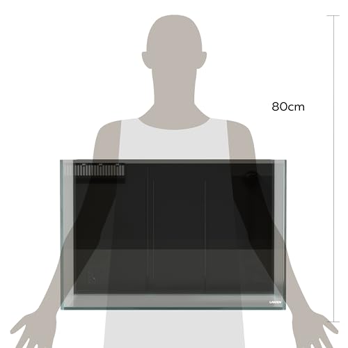 Landen 60P 26.23 Gallon Ultra Clear All Glass Rimless Low Iron Aquarium Tank with Rear Filtration Chamber for Salt and Fresh (Return Pump Included) 23.6Wx17.7Dx15.8H in(60x45x40cm) 8mm Thickness