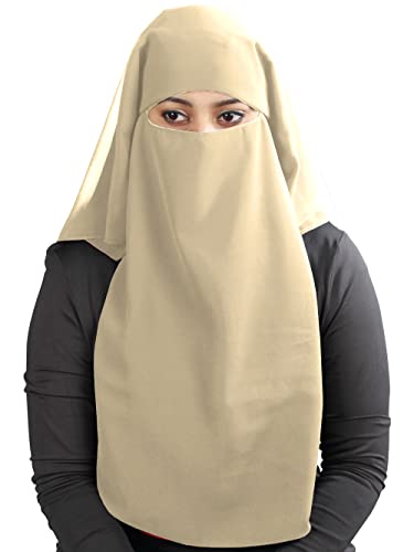 MyBatua 3 Layers Saudi Niqab In Breathable Georgette, Wholesale Price, 1pc Face Veil NQ-003 - color: Beach Sand