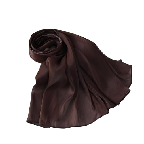 Organza Sheen Shimmer Crepe Hijab Scarf for Women Lightweight Sheer Shawl Wrap for Wedding and Evening Dresses - color: Coffee