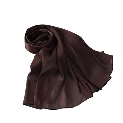 Organza Sheen Shimmer Crepe Hijab Scarf for Women Lightweight Sheer Shawl Wrap for Wedding and Evening Dresses - color: Coffee