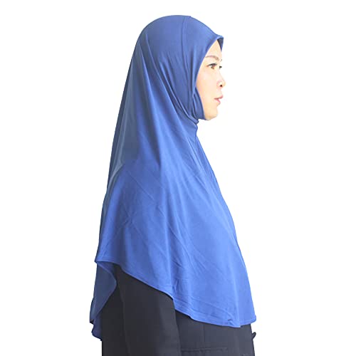 Women's Instant Hijab Muslim Headscarf Prayer Scarf Soft Breathable Stretchy Wrap - color: Blue