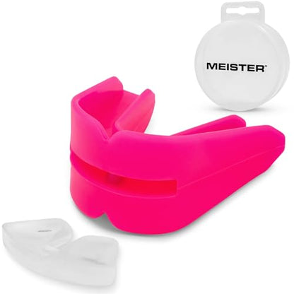 Mesiter Moldable Double Mouth Guard w/Case - Pink | Custom-fit design, upper and lower teeth protection for MMA, boxing and contact sports - color: Pink