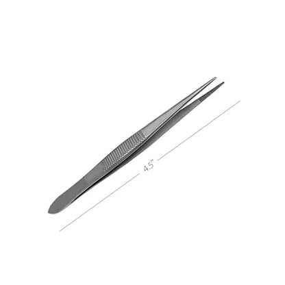 Splinter Forceps - Fine Point - Tweezers Stainless Steel Straight & Curved (Straight 4.50") - size: Straight 4.50"