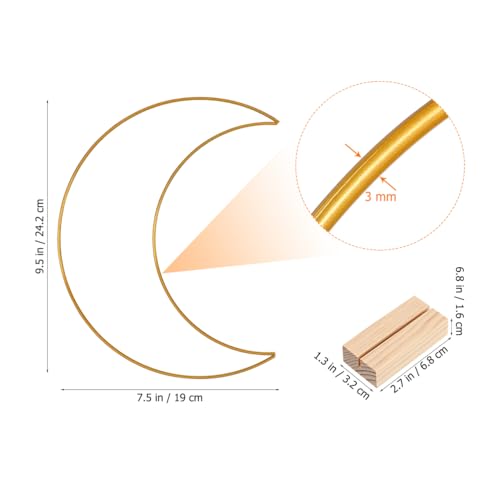 SEWACC Dining Table Decor 10 Sets Metal Floral Hoop Centerpiece Moon Shaped Metal Wreath Ring with Wood Holders for DIY Wedding Table Decor Flower Garlands