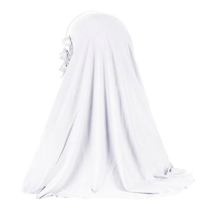 Women Soft One Piece Hijab Long Muslim Turban Islamic Full Head Scarf - color: 3 Flowers/White