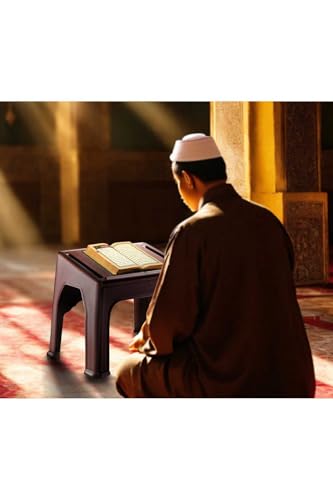Quran Book Stand with Storage Box, Foldable Plastic Book Holder for Religious Texts, Brown - Brown, One Size