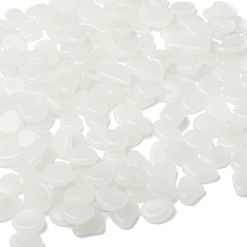 Oubest Glow in The Dark Pebbles/Glow Stones/Glowing Rocks Blue Decor for Garden/Fish Tank/Aquarium/Walkway/Driveway/Plant Pots/Bonsai (200, White) - color: White