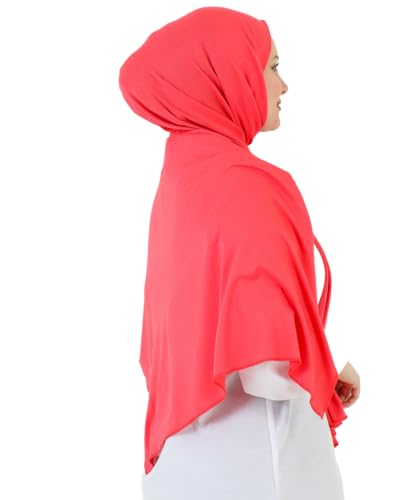Prien Hijab for Women Viscose Scarf Lightweight Muslim Hijabs Long Shawl Islamic Scarves Turkey Silk Headscarf for Womens - color: Brink Pink
