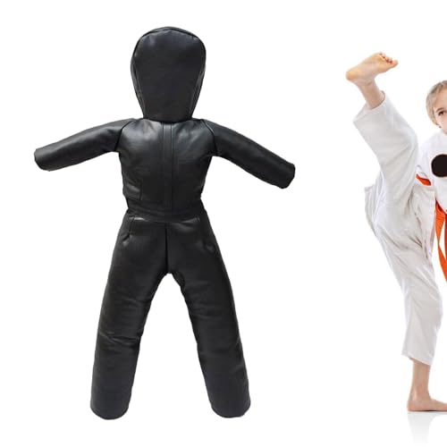 Kids Grappling Dummy Judo Dummy Bag Unfilled 120cm Boxing Dummy Cover Thickened for Kickboxing - color: Black