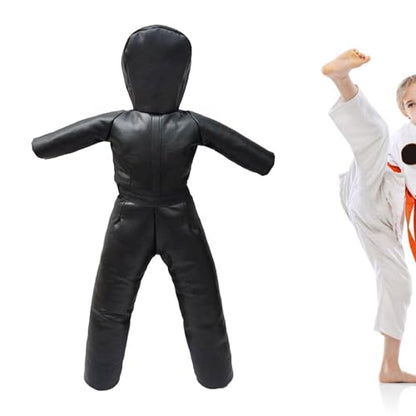 Kids Grappling Dummy Judo Dummy Bag Unfilled 120cm Boxing Dummy Cover Thickened for Kickboxing - color: Black