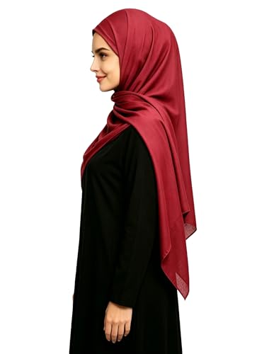 Lina & Lily Non-see-through Premium Jersey Maxi Hijab Head Scarf Wrap for Muslim Women - color: Burgundy