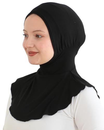 Prien Sport Hijab For Women, Muslim Head Scarf, Flexible Turban Girls, Chic Islamic Wear For Gym, Neck Collar Bonnet Viscose - color: Black