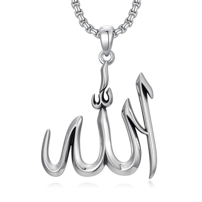 Allah Necklace 925 Sterling Silver Muslim Allah Pendant Islamic Jewelry for Men Women