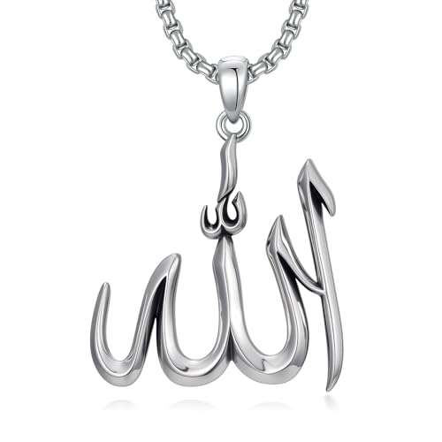 Allah Necklace 925 Sterling Silver Muslim Allah Pendant Islamic Jewelry for Men Women