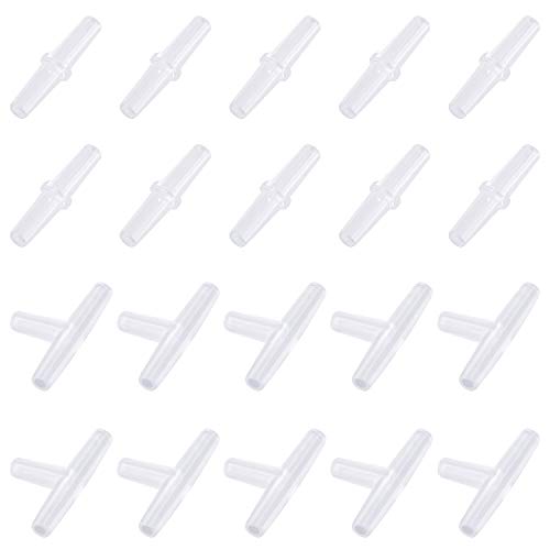 Pawfly 20 Pack Aquarium Air Valve Connector White Plastic Inline Tubing, 3-Way T & Straight - color: 2 Kinds(20 Pack)