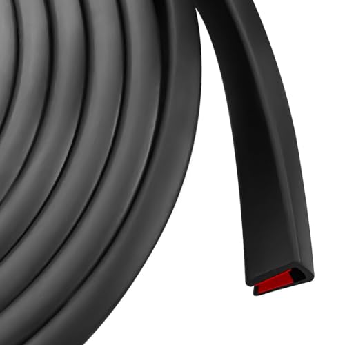 Rubber Edge Trim, Self Adhesive U Channel Edge Trim, U Shaped Trim for Plywood, Glasses, Mirror, Flexiglass, Sharp Edge Parts, Size 1/4" (6mm), Length 20Ft, Black Color, Peel and Stick Plastic Trims - size: Size1/4"(Fit 7/32"~9/32"), L20'