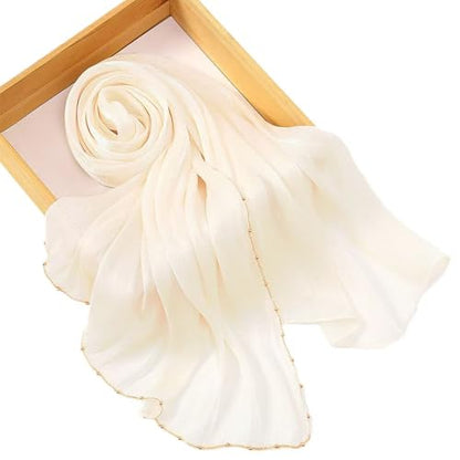 Shimmer Party Hijab, Lightweight Stylish Hijab Scarf for Women - color: Beige