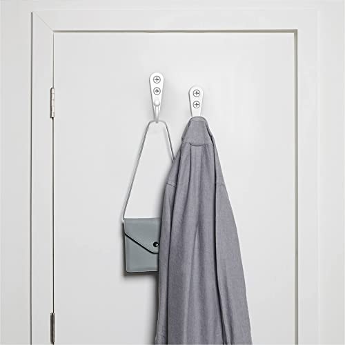 15-Pack White Wall Mount Hooks for Hanging Coats & Towels | Screw-in Hangers with 30 Screws for Keys, Robes, Scarves, Bags, Caps & Mugs - color: 15PCS White Hooks