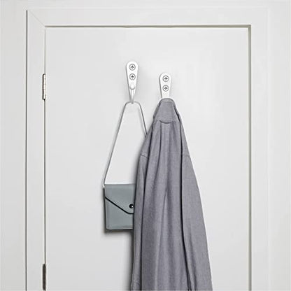 15-Pack White Wall Mount Hooks for Hanging Coats & Towels | Screw-in Hangers with 30 Screws for Keys, Robes, Scarves, Bags, Caps & Mugs - color: 15PCS White Hooks