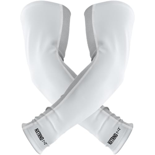 1 Pair Nxtrnd Compression Arm Sleeves for Men, Breathable Football, Basketball, Baseball Accessory, Adult & Kids - color: White, size: Medium