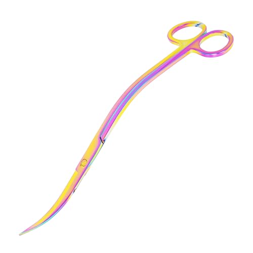Mandala Crafts Rainbow 10" Wave Aquarium Scissors for Fish Tanks Terrariums | Curved, Extra Long, Rust Resistant Stainless Steel, Trimming Aquatic Plants, Bowls, Freshwater & Saltwater Aquascape - color: Rainbow Wave Scissors, size: 10 Inches