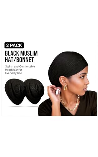 2 Pack Black Mesh Hijab Underscarf Cap for Women, Breathable Non Slip Bonnet, Soft Lightweight Sleep Hair Cover