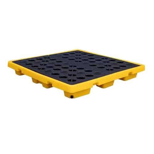 Modular Leak Platform/Grid Pads.Modular Spill Containment Tray - Heavy-Duty Oil Drum Holding Platform, Leak-Proof Pallets for Safe Chemical Storage, Industrial Spill Control Solution，（Yellow - size: 128*128*17cm