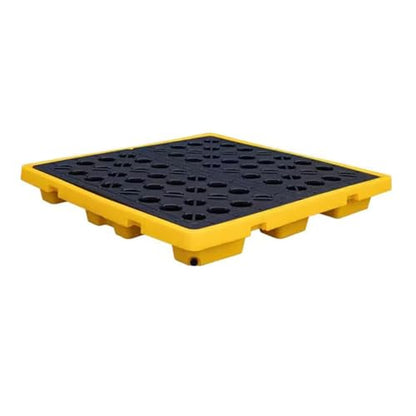 Modular Leak Platform/Grid Pads.Modular Spill Containment Tray - Heavy-Duty Oil Drum Holding Platform, Leak-Proof Pallets for Safe Chemical Storage, Industrial Spill Control Solution，（Yellow - size: 128*128*17cm