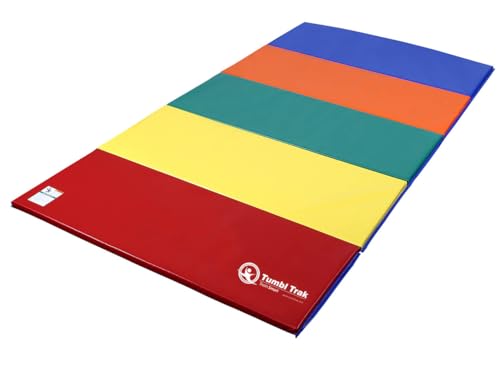 Tumbl Trak Gymnastics Folding Tumbling Panel Mat - color: Primary Rainbow, size: 5'x10'x2"