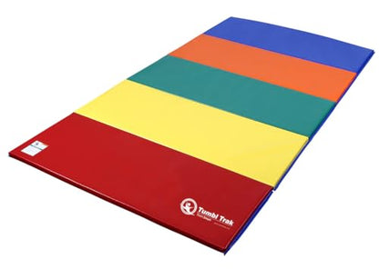 Tumbl Trak Gymnastics Folding Tumbling Panel Mat - color: Primary Rainbow, size: 5'x10'x2"