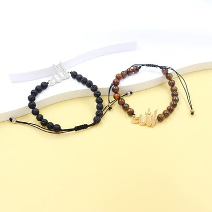 Allah Beaded Bracelet for Men and Women, Adjustable Islamic Faith Jewelry, Symbol of the One True God, Spiritual Muslim Charm Gift YS6042 - color: Black Lava Stone