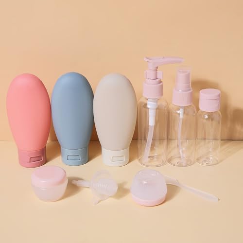Premium Travel Container Set | Portable Press Bottles for Cosmetics, Shampoo, Lotion & Cream, Vacuum-Sealed Refillable Bottles 3-1 - color: Nordic Style 11-Piece Set