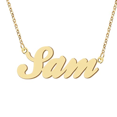 Name Necklace Personalized Engraved Name Pendant for Womens Friends - style: Sam - Gold