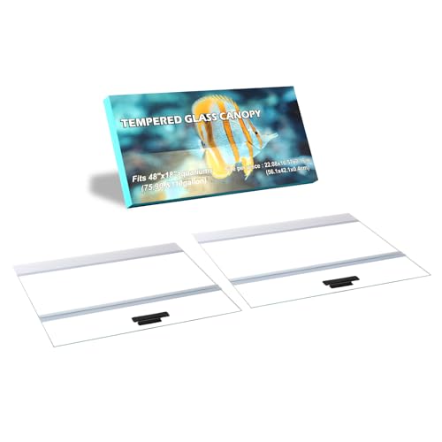 2PCS Set 22.08x16.57x0.16in（Each Piece） Clear Tempered Glass Canopy,75/90/110 Gallon Aquarium Fish Tank Hoods for Aqueon - size: 2PCS-22.08x16.57in