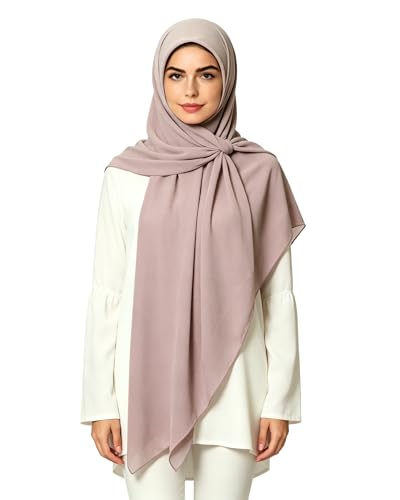 Lina & Lily Premium Chiffon Hijab Head Scarf Shawl Wrap for Muslim Women Square 58'' x 58'' - color: Nude