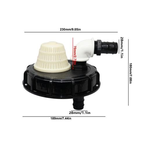 IBC Tote Lid Cap With Garden Hose Adapter - 32mm IBC Lid Filter Cover - IBC Tote Lids Cap IBC Tote Adapter - IBC Tote Hose Adapters IBC Tank Container for Rainwater Tank Rain Tank - Black White