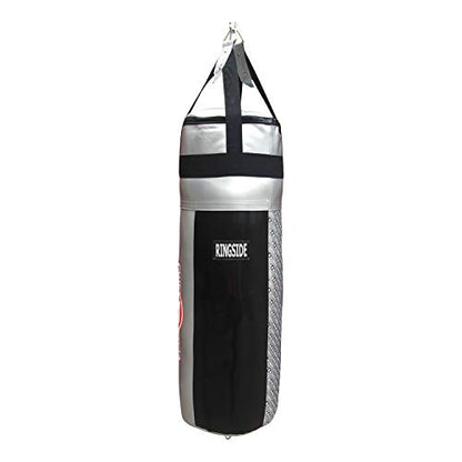 Ringside Apex Heavy Bag, Punching Bag for Boxing Training and Workout, 100 lbs, Includes Nylon Straps and Hanging Clip - color: Silver / Black