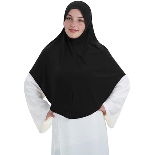 Instant Hijab for Women Muslim Stretchy Prayer Hijab Islamic Headscarf - color: Black