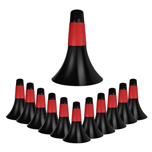 12 Pcs Sports Training Cones 9 Inch Agility Plastic Skating Marker Cones with Carry Bag for Kids Football Basketball Practice - color: Red