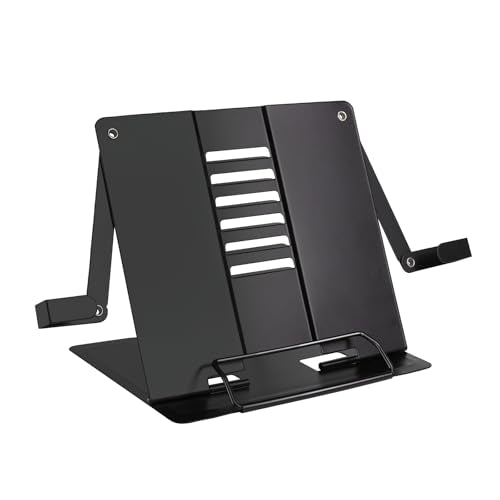 Metal Book Holder Stand for Reading with Adjustable Clips - Black - color: Black
