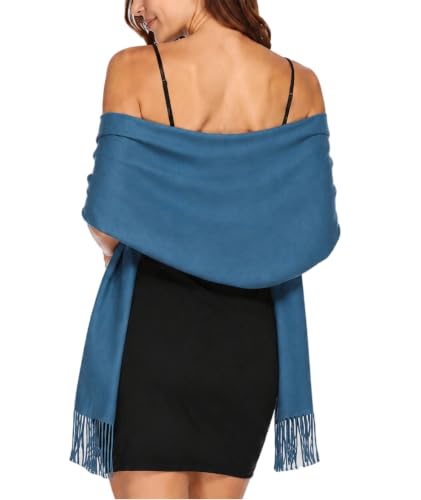 Pashmina Shawl Wraps Scarves Evening Dresses Wedding Bridesmaid for Women - color: Dark Blue