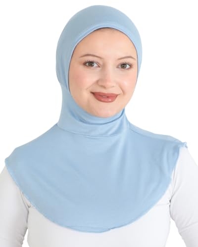 Prien Sport Hijab For Women, Muslim Head Scarf, Flexible Turban Girls, Chic Islamic Wear For Gym, Neck Collar Bonnet Viscose - color: Light Blue